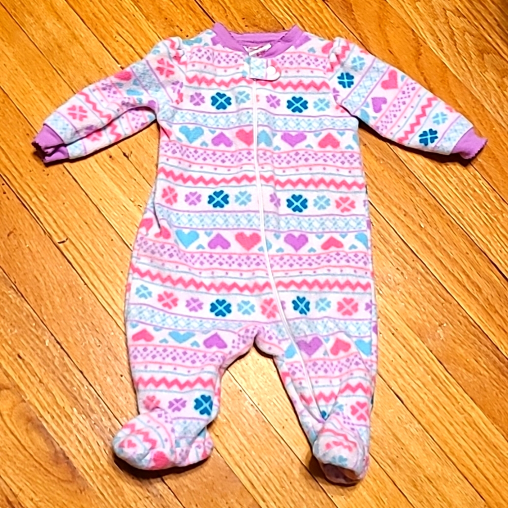 3 for $15 Baby girl 0-3 Mo fleece footed onesie